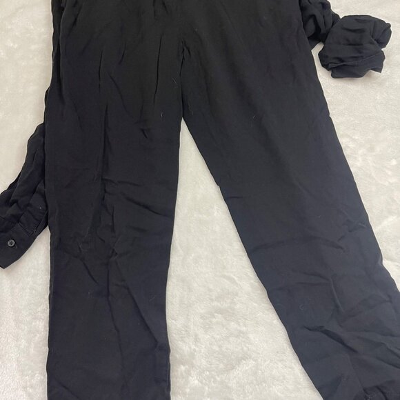 LOFT Utility Jumpsuit Women's Size Small Front Zip Black 100% Rayon Ankle NEW‎ - Picture 11 of 15